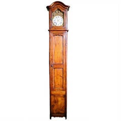 Antique French Country Louis XV Style Pine Longcase Clock