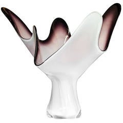 Mid Century Art Glass Amethyst and White Vase