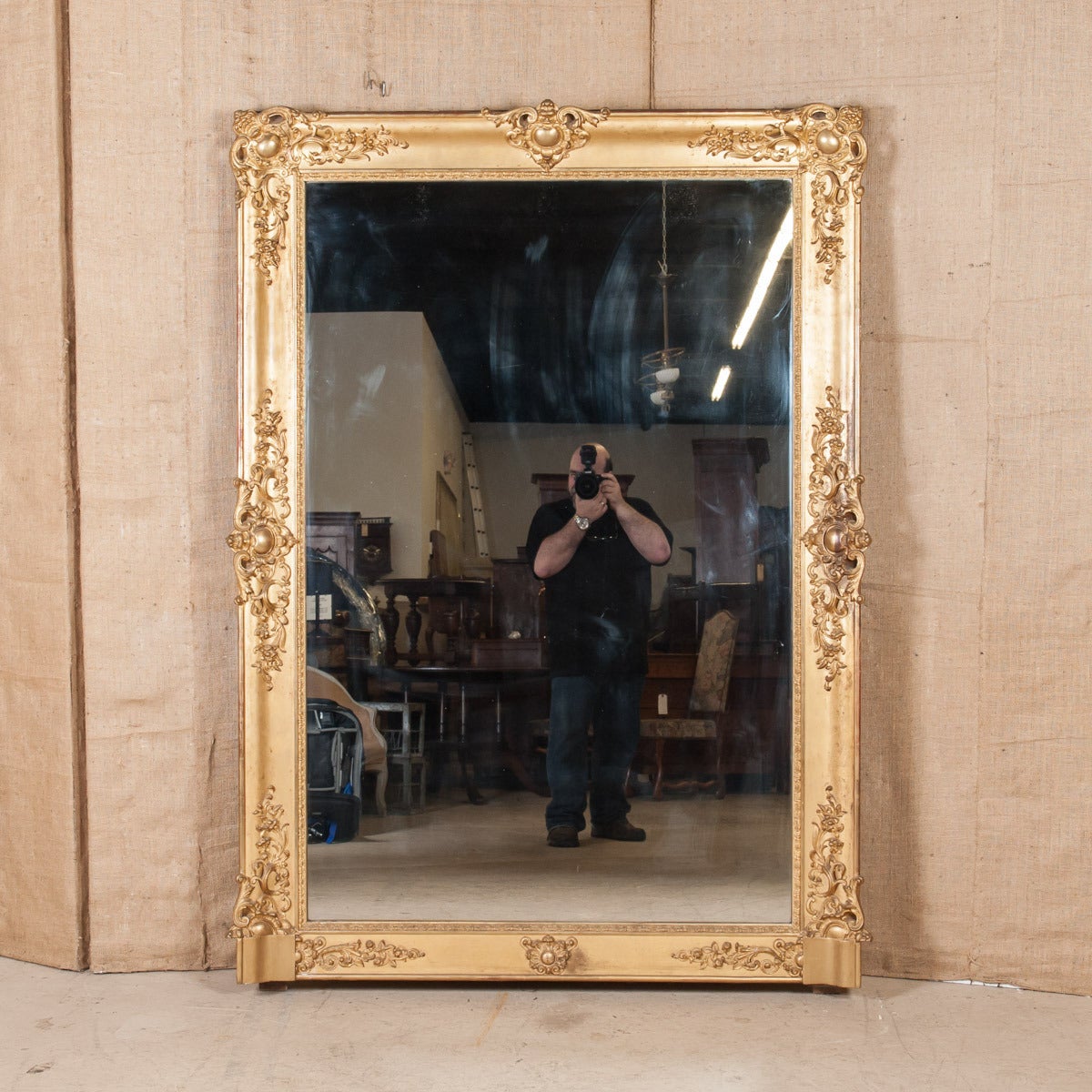 Wood French Baroque Grand Scale Gold Leaf Mirror (72