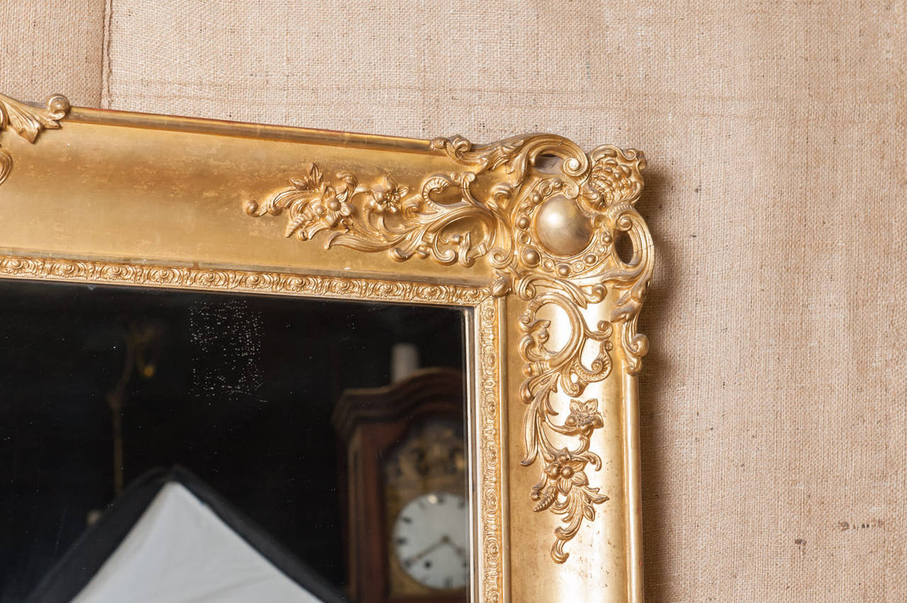 19th Century French Baroque Grand Scale Gold Leaf Mirror (72