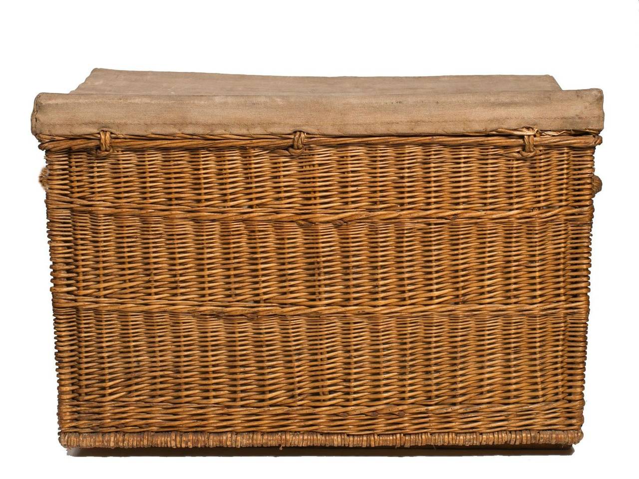 Late 19th Century Antique French Wicker Trunk