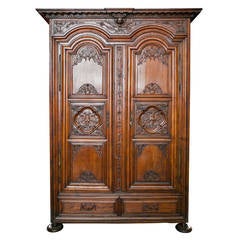 Antique Exceptional Period Louis XIII to Louis IV Transitional Chateau Armoire