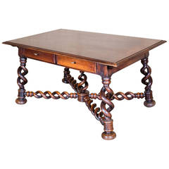 Rare Louis XIII Style Open Barley Twist Writing Table