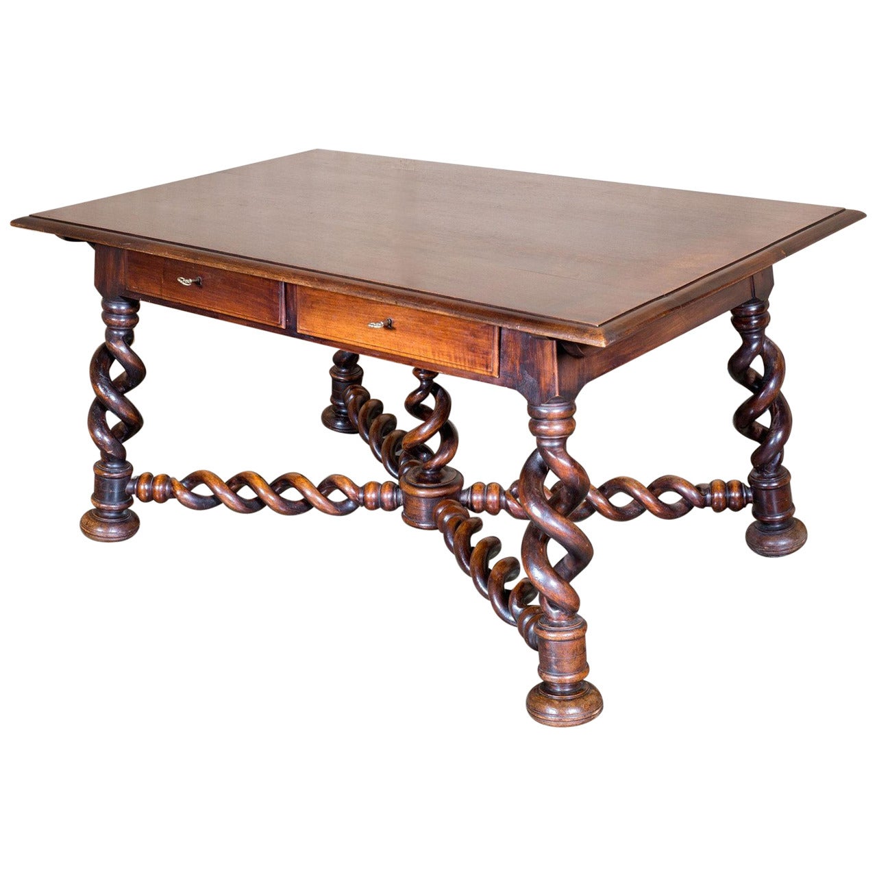 Rare Louis XIII Style Open Barley Twist Writing Table
