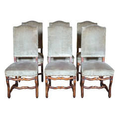 Set of Six Louis XIII Style Os de Mouton Dining Chairs