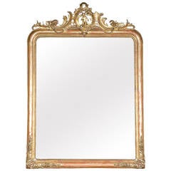 Grand Louis Philippe Period Giltwood Mirror w/Cartouche (72"h x 51.5"w)