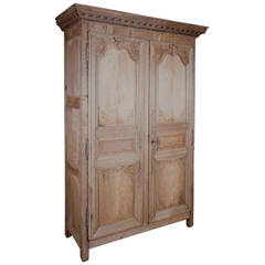 Late 18th Century Louis XIV Style Washed Oak Armoire