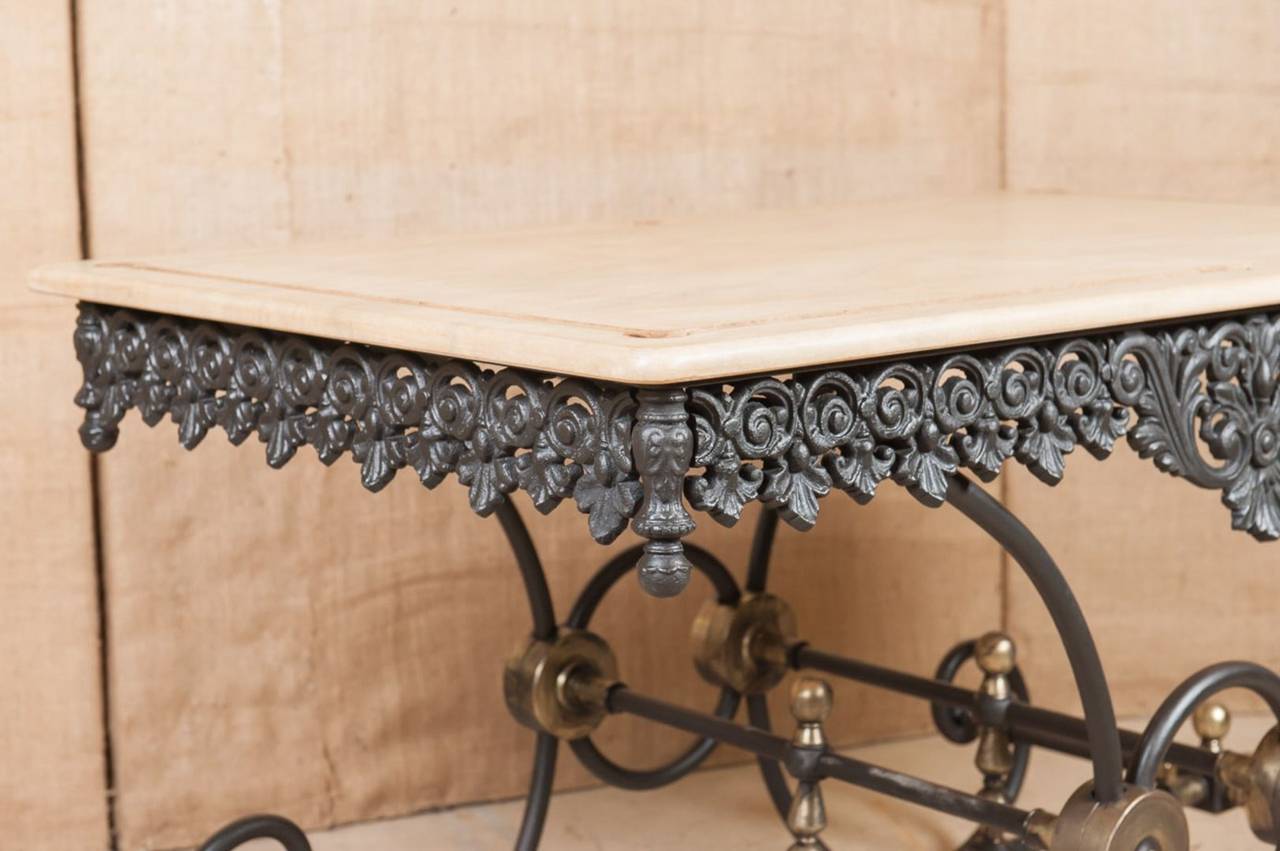 french pastry table with marble top