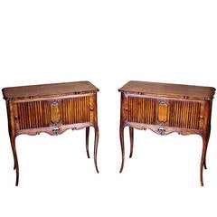 Pair of Louis XV Style Chevets with Tambour Doors