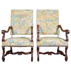 Pair of Louis XIII Style Os de Mouton Fauteuils or Throne Chairs