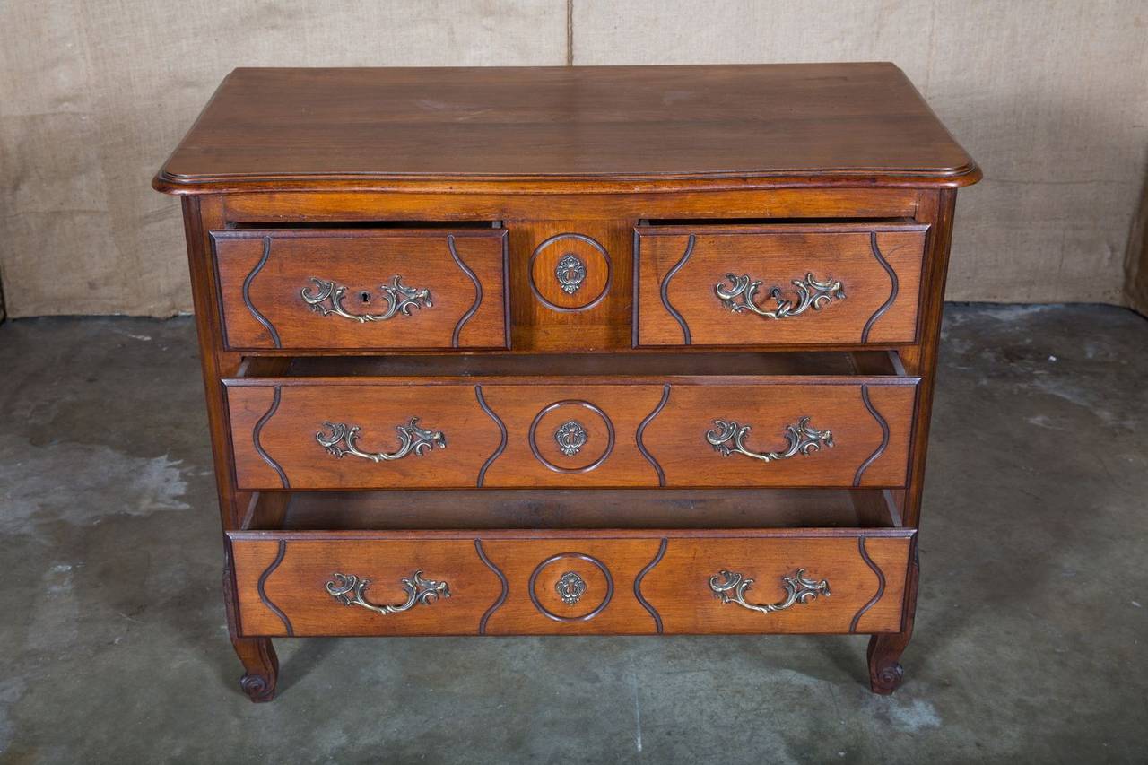 20th Century Country French Louis XV Style Walnut Commode
