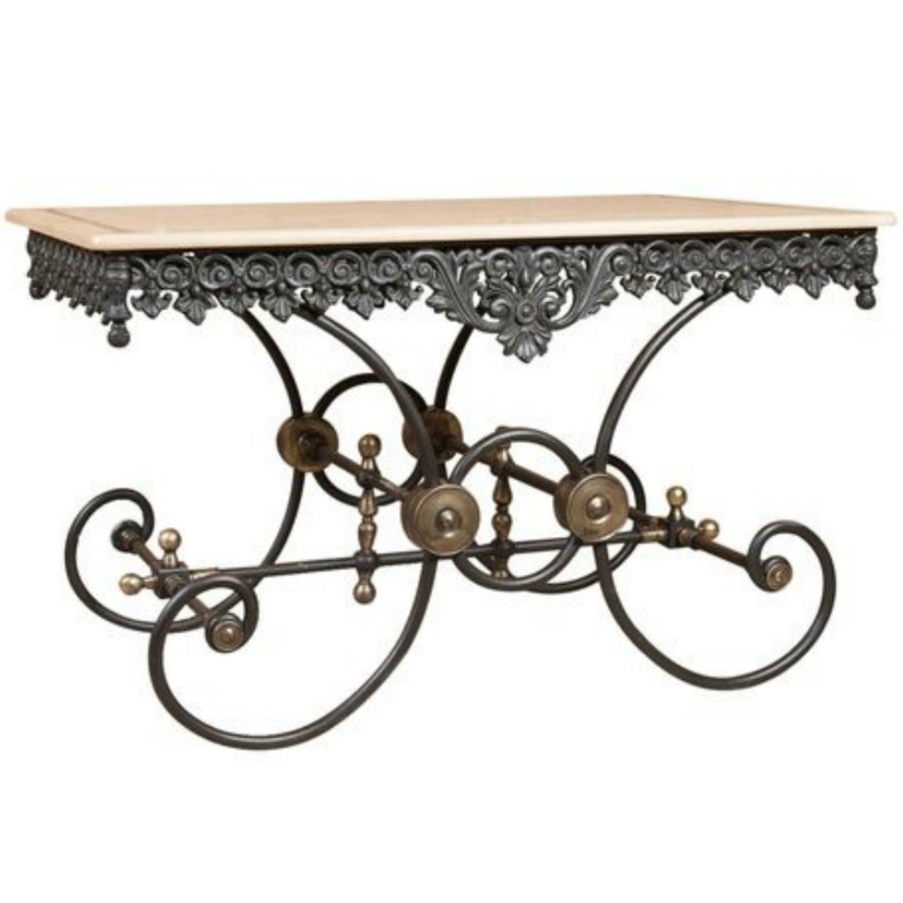 French Butcher or Pastry Table with Marble Top