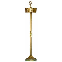 Vintage Brass Fleur de Lis Standing Ashtray or Vide Poche