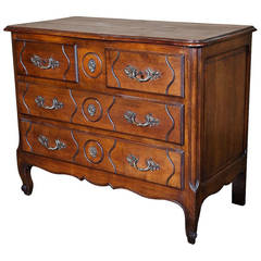 Country French Louis XV Style Walnut Commode