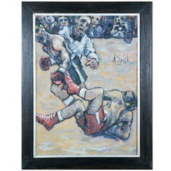 Vintage "The Count" Boxing Painting by WPA Artist Arthur Smith