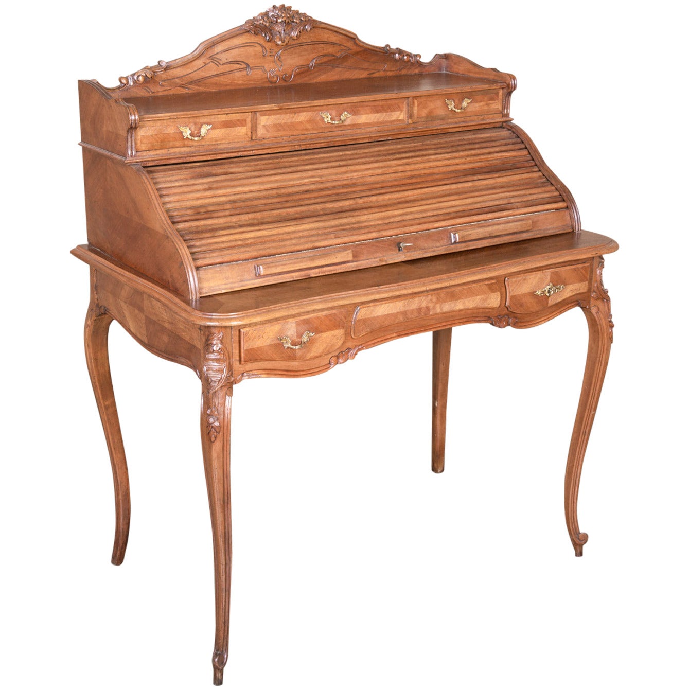 Country French Louis XV Style Ladies Roll Top Desk or Bureau à Cylindre