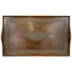 Antique Large 19th Century Country French Wooden Tray with Handles