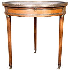 French Louis XVI Marble Top Bouillotte Table