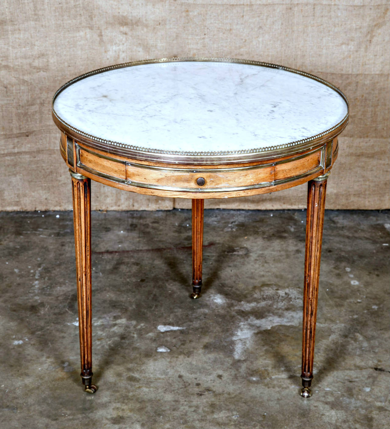 French Louis XVI Marble Top Bouillotte Table In Excellent Condition In Birmingham, AL