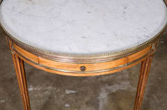 French Louis XVI Marble Top Bouillotte Table