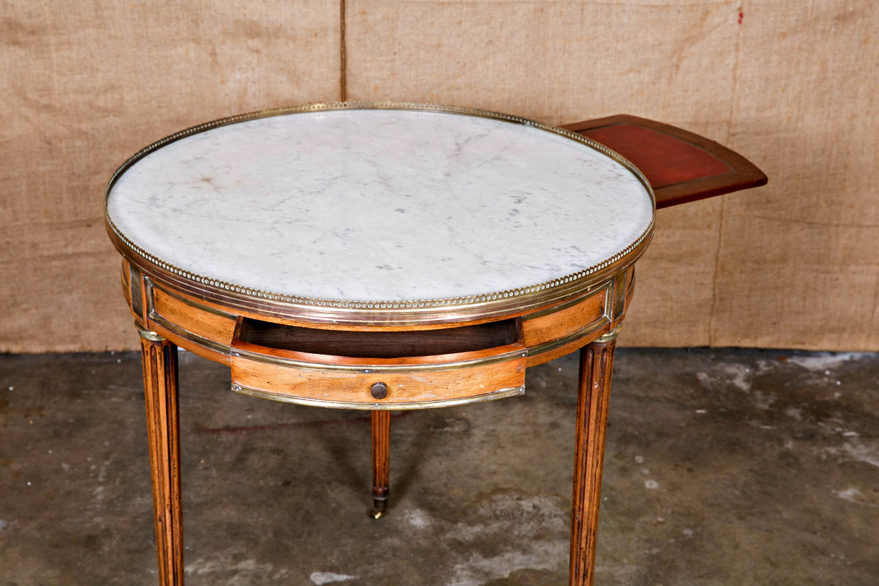 19th Century French Louis XVI Marble Top Bouillotte Table