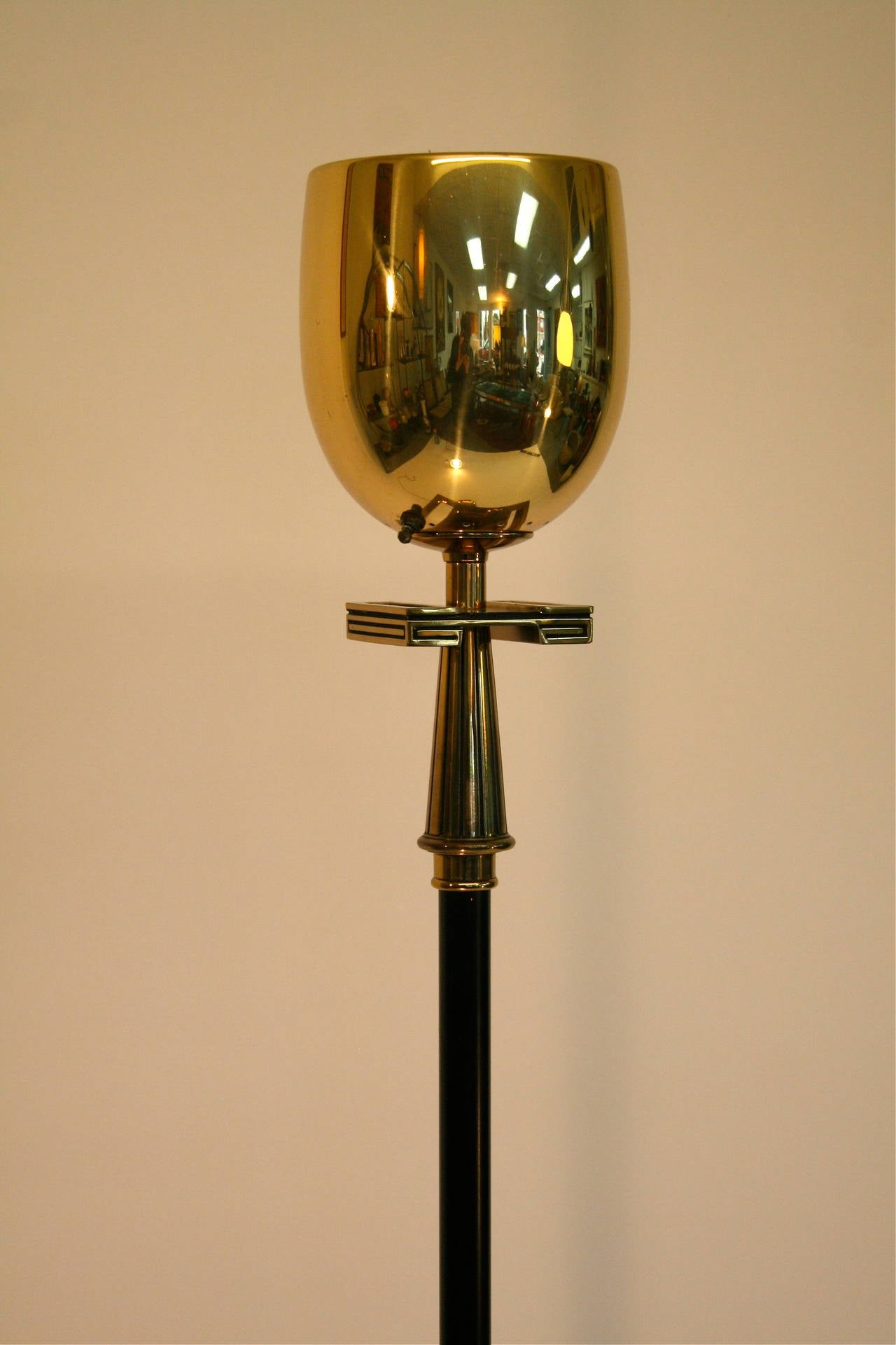 Mid-Century Modern Brass Greek Key Floor Lamp by Stiffel