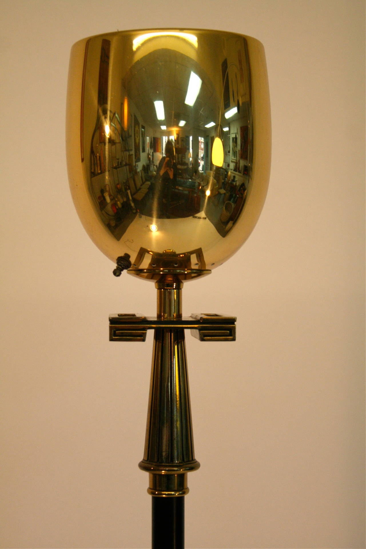 American Brass Greek Key Floor Lamp by Stiffel