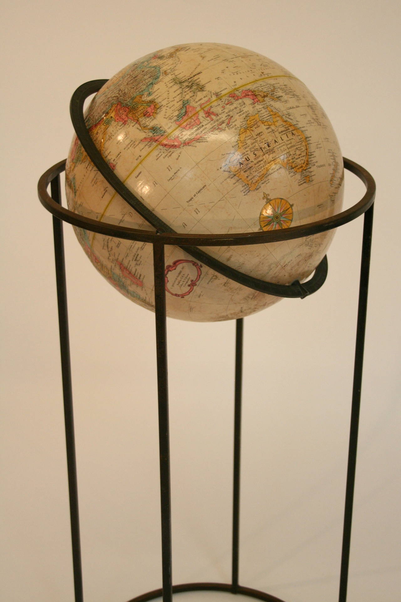 Modern Globe on Brass Stand by Replogie at 1stdibs