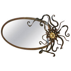 Decorative Brass Sun Sculpture Mirror