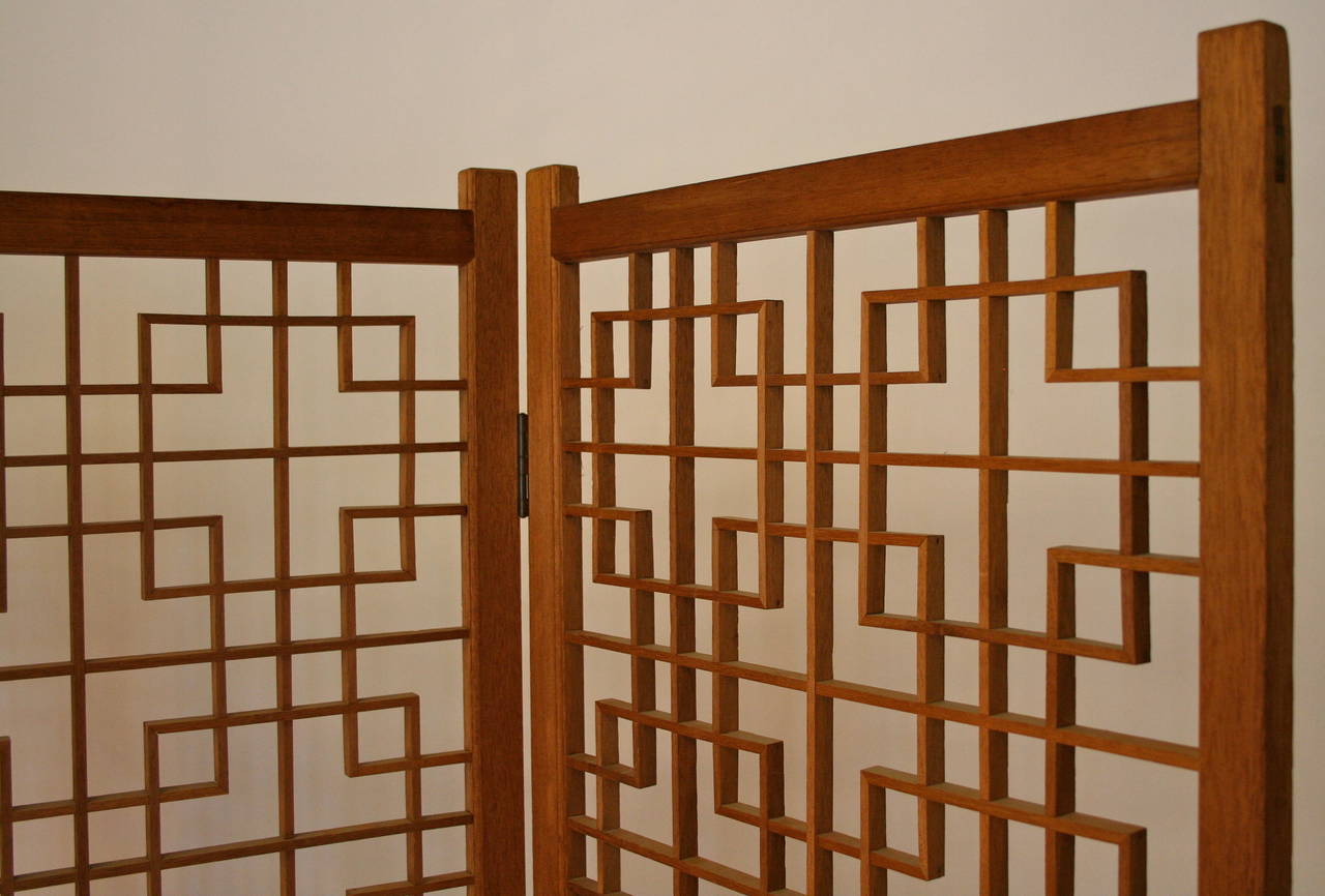 Teak Danish Modern Four Panel Screen/Divider