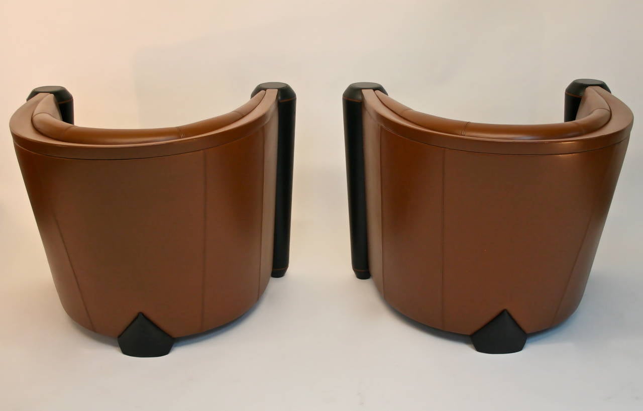 Pair of Pace Collection Leather Club Chairs by Adam Tihany 3