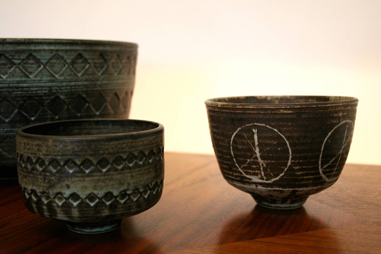 Mid-Century Modern Mid-Century Studio Pottery Trio