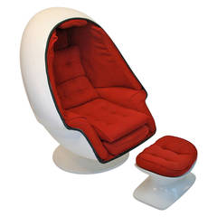Retro Rare Tony Casello Associates Egg Chair and Ottoman for Harman Kardon