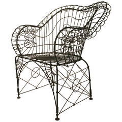 Vintage Iron and Wire Garden Chair