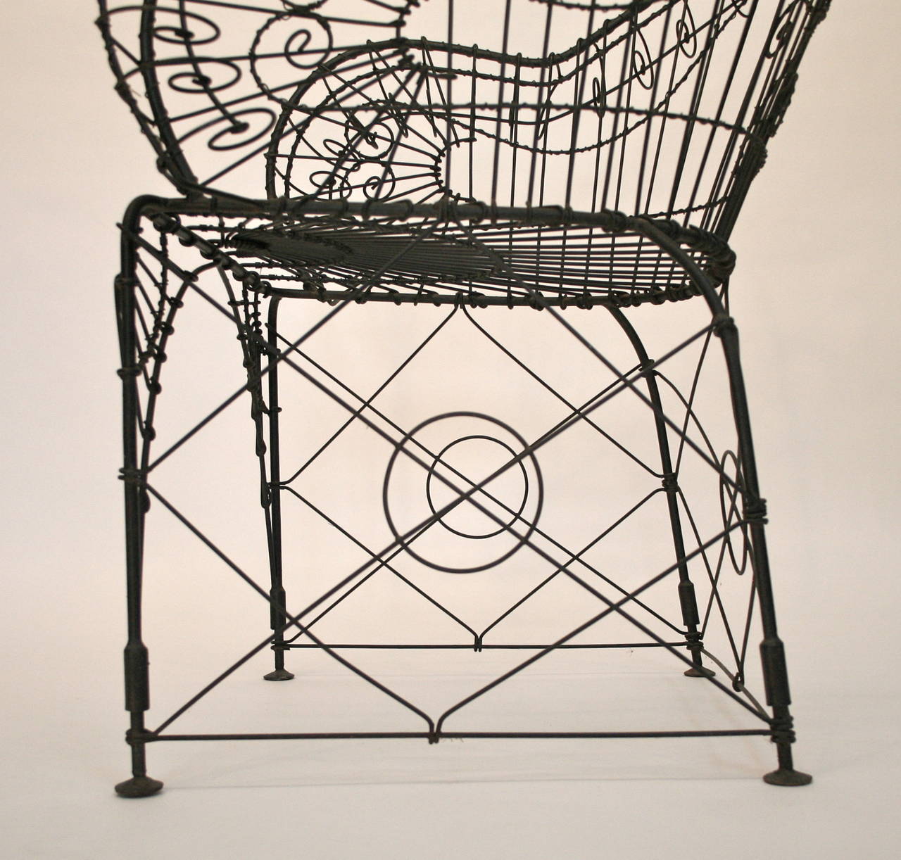 Vintage Iron and Wire Garden Chair at 1stDibs