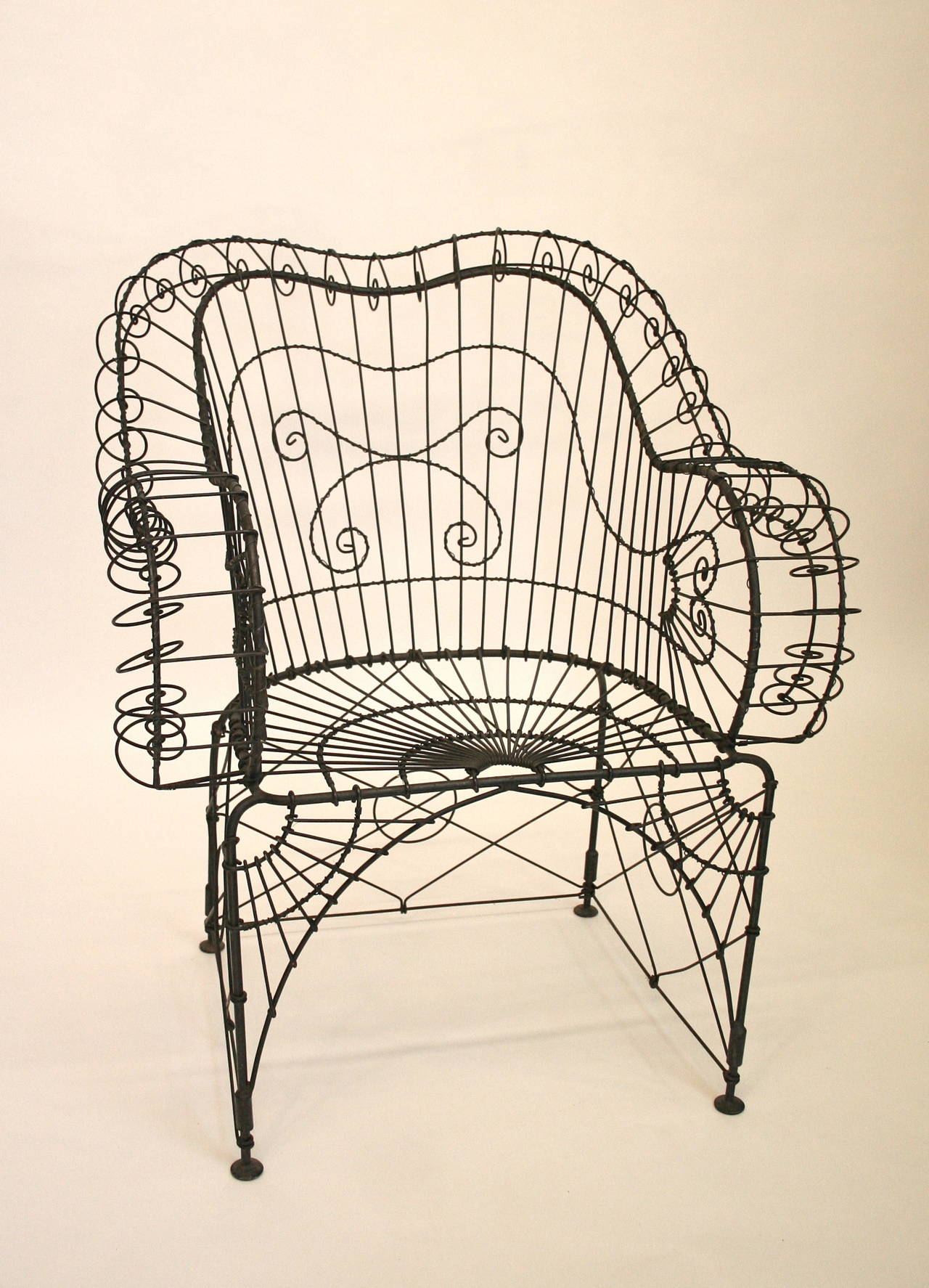 Vintage Iron and Wire Garden Chair at 1stDibs