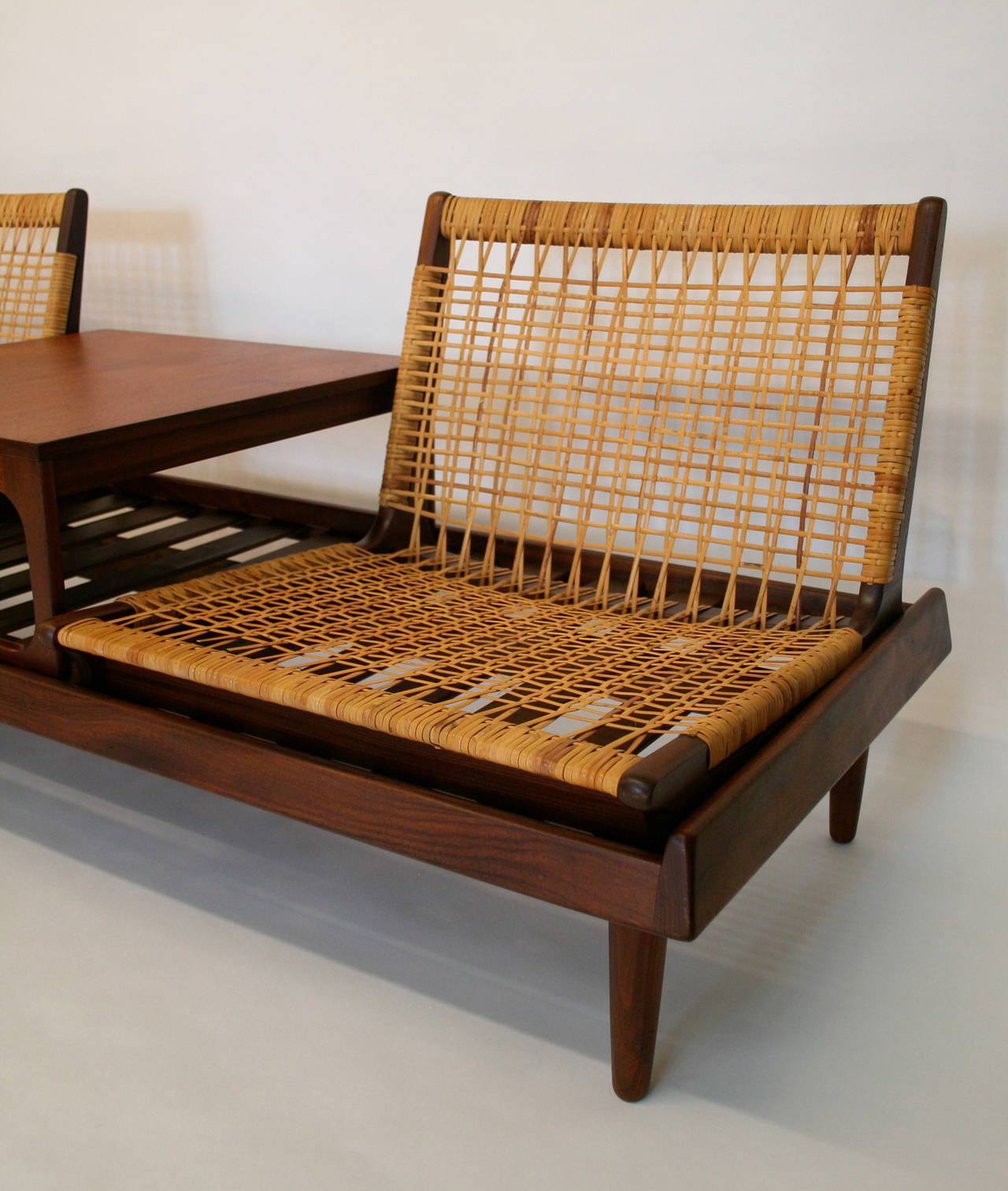 Scandinavian Modern Hans Olsen Modular Teak and Cane Sofa Set