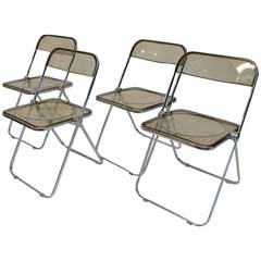 Four Lucite and Aluminum Folding 
Plia
 Chairs by Castelli