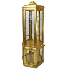 Weiman Furniture Company Gold Leaf Curio Cabinet or Vitrine