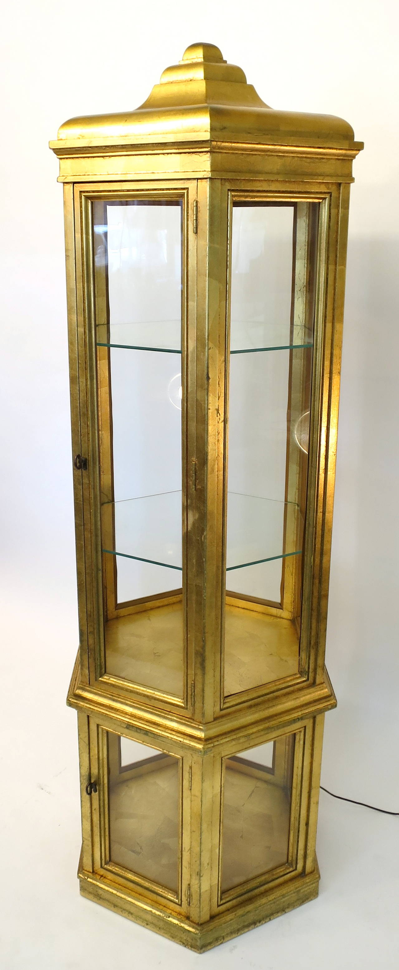 vintage gold curio cabinet