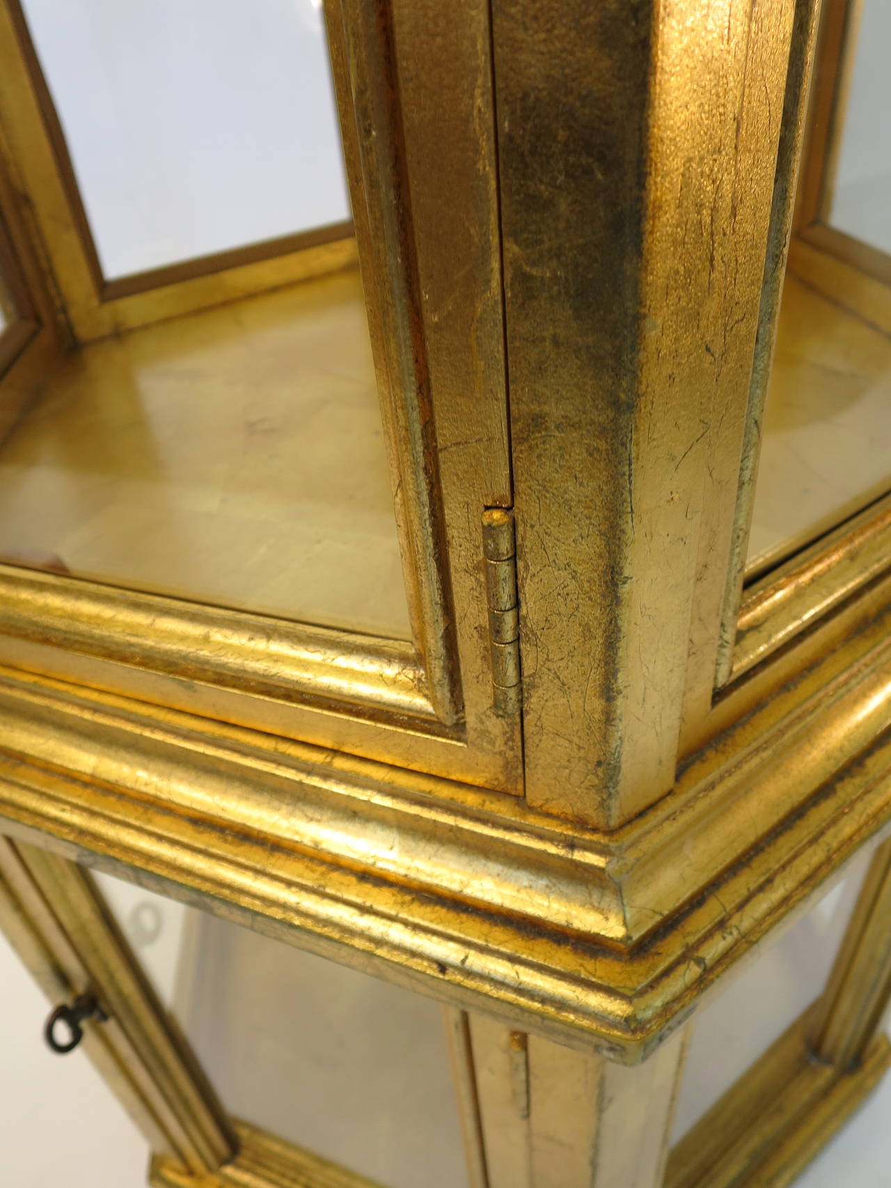 Weiman Furniture Company Gold Leaf Curio Cabinet or Vitrine 1