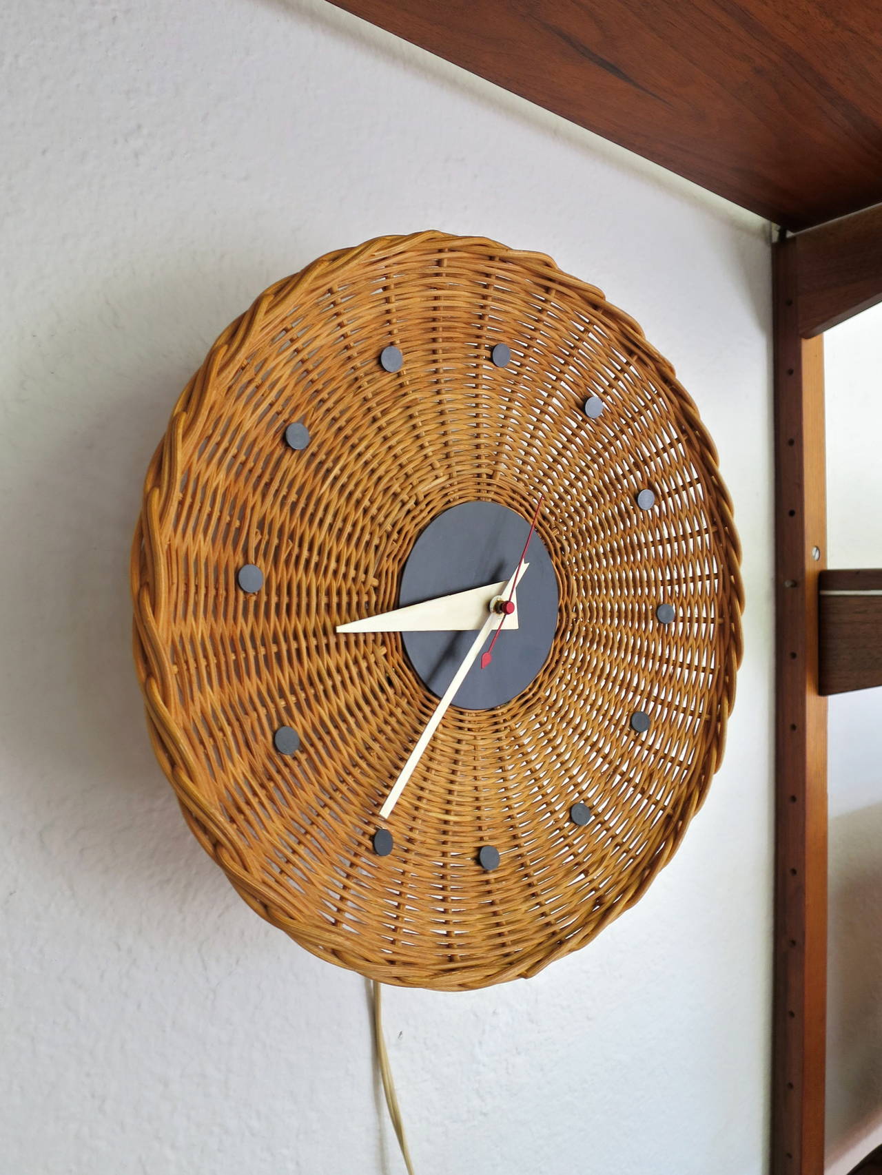 Mid-Century Modern George Nelson Round Basket Wall Clock for Howard Miller