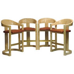 Four Goatskin Onassis Bar Stools by Karl Springer Pairs Available