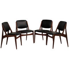 Four Danish Modern Tilt Back Chairs by Arne Vodder