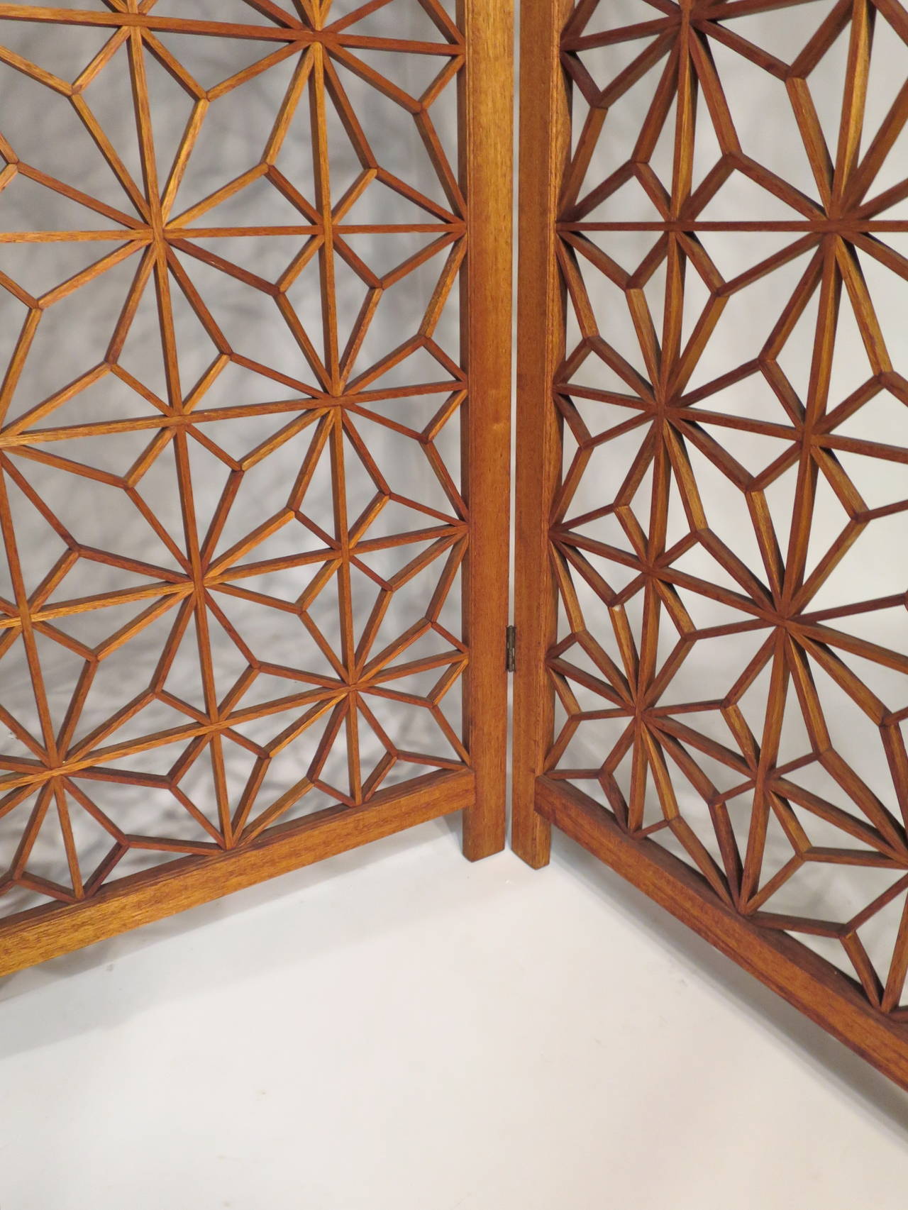 Mid-Century Modern Geometric Screen or Divider.  Excellent condition.  Each panel measures 24