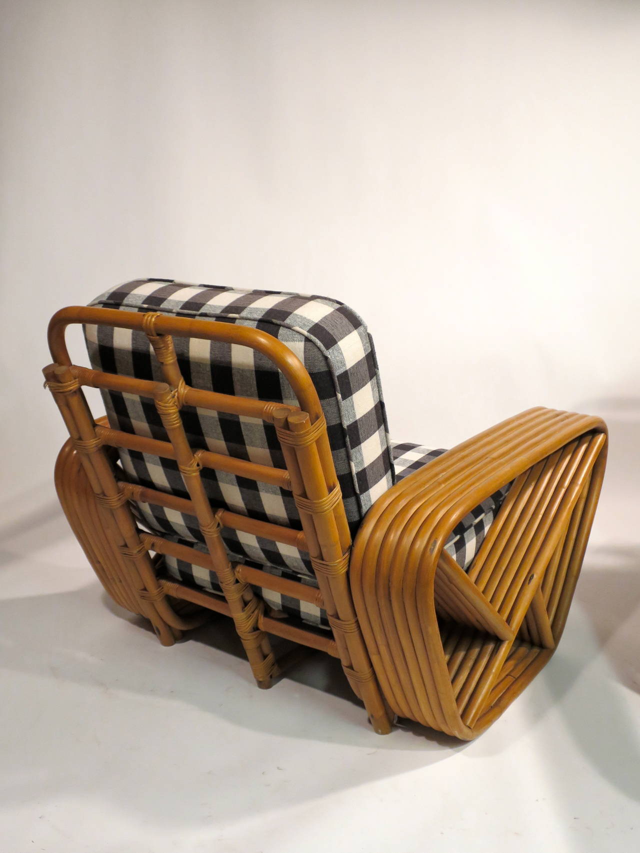 Pair of Paul Frankl Style Rattan Pretzel Lounge Chairs