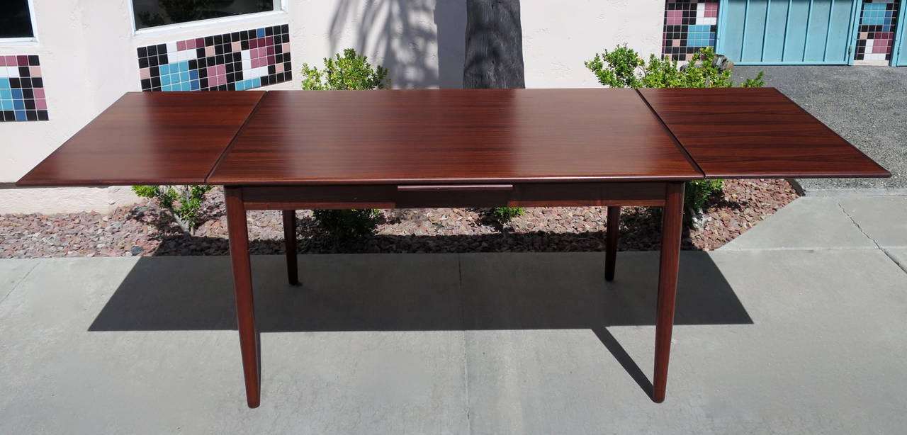 Danish Modern Rosewood Draw-Leaf Dining Table