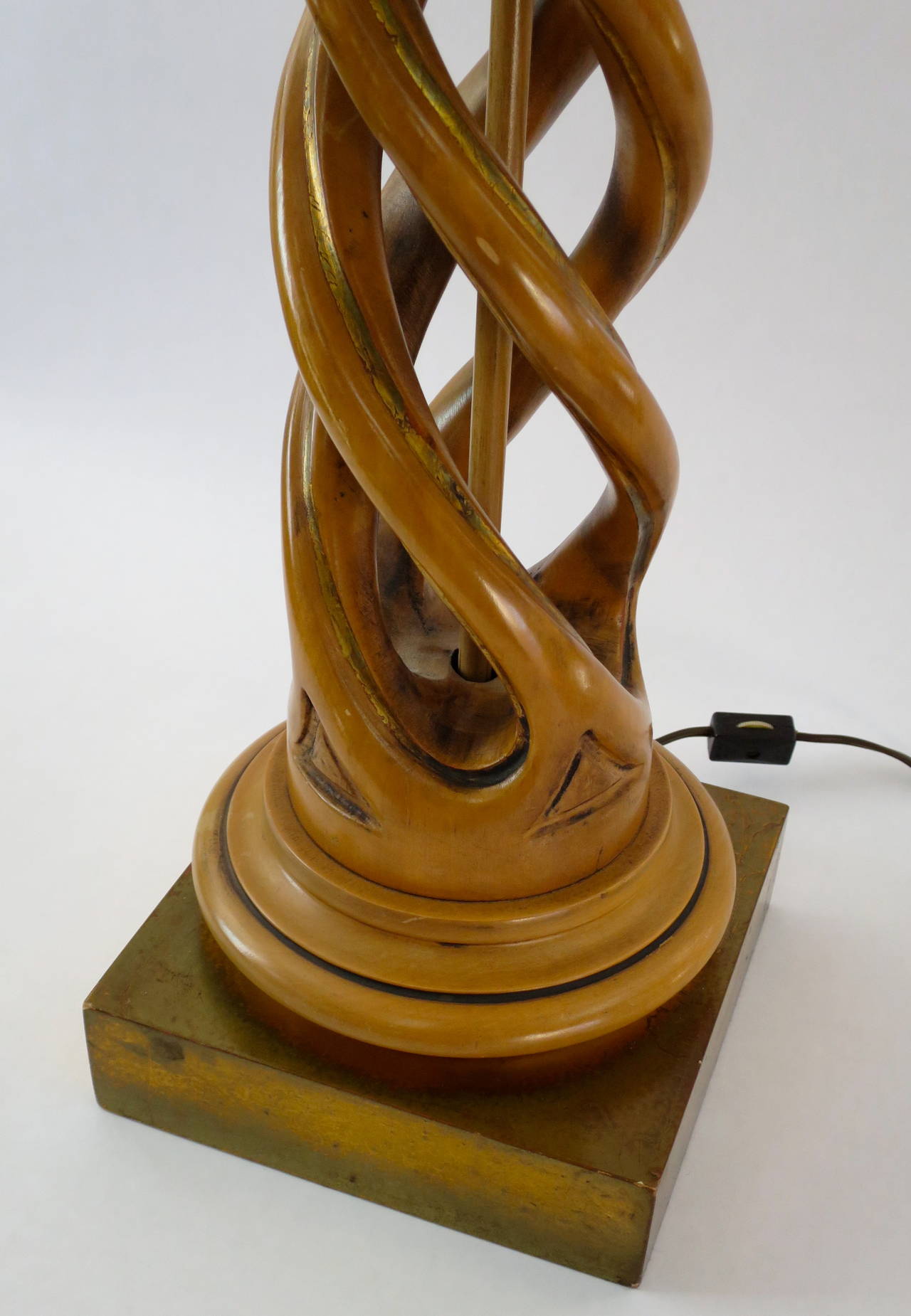 Mid-20th Century James Mont Carved Helix Table Lamp