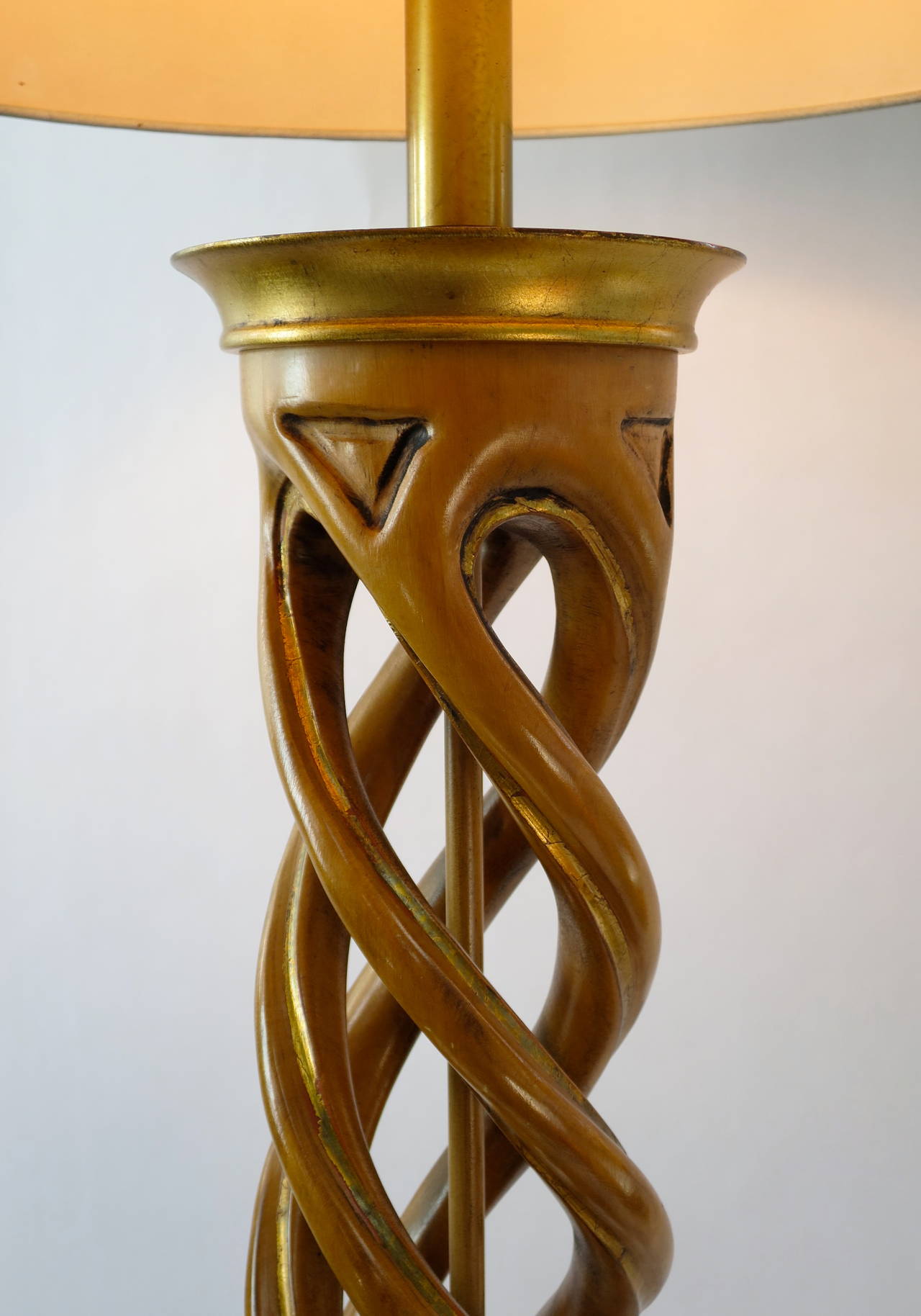 Mid-Century Modern James Mont Carved Helix Table Lamp