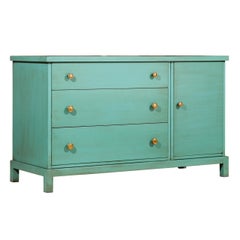 Handsome Widdicomb Chest/Buffet in Turquoise Lacquer